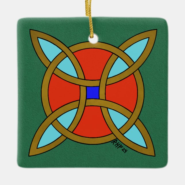 Ornamento De Cerâmica Nordic Protection from Witchcraft or Witch's Knot (Frente)