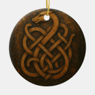 Ornamento De Cerâmica Norse Wolf Sigil - Viking Rune Art na Pedra Negra