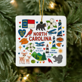 Ornamento De Cerâmica North Carolina Custom Family Trip Christmas