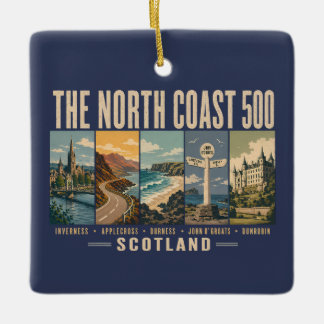 Ornamento De Cerâmica North Coast 500 Scotland Landmarks Illustration