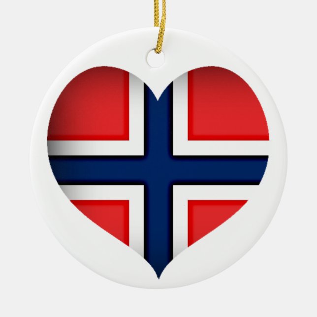 Ornamento De Cerâmica Norway Flag Heart (Frente)