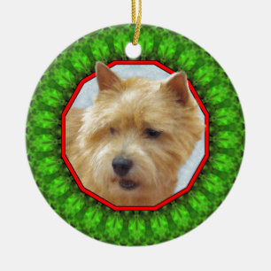 Ornamento De Cerâmica Norwich Terrier Howliday feliz