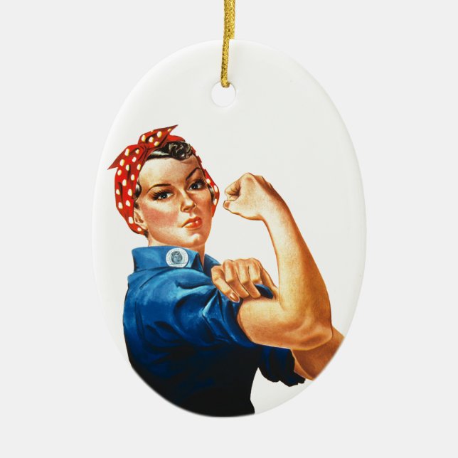 Ornamento De Cerâmica Nós podemos fazê-lo rodar o poder das mulheres rib (Frente)