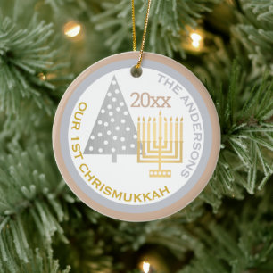 Ornamento De Cerâmica Nossa 1rua Chrismukkah Tree Menorah Keepsasaame Fo