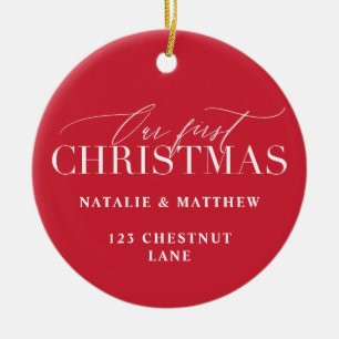 Ornamento De Cerâmica Nossa casa nova do primeiro Natal ou wed