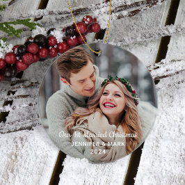 Ornamento De Cerâmica Nossa Foto De Casamento Moderno De 1rua Casada