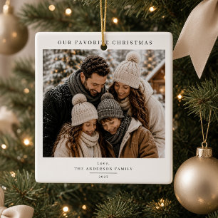 Ornamento De Cerâmica Nossa Foto de Família Personalizada de Natal Favor