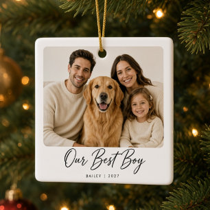 Ornamento De Cerâmica Nossa Melhor Foto de Família Personalizada do Meni
