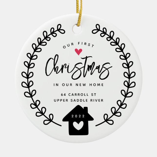 Ornamento De Cerâmica Nossa Nova Casa de Natal (Frente)