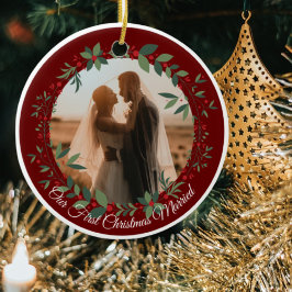 Ornamento De Cerâmica Nossa Primeira Árvore de Natal Casada de Natal