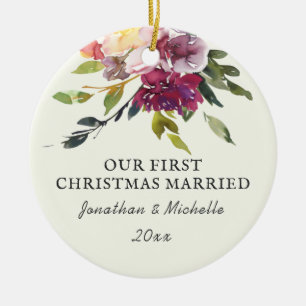Ornamento De Cerâmica Nossa primeira Bíblia de Natal casada no final do