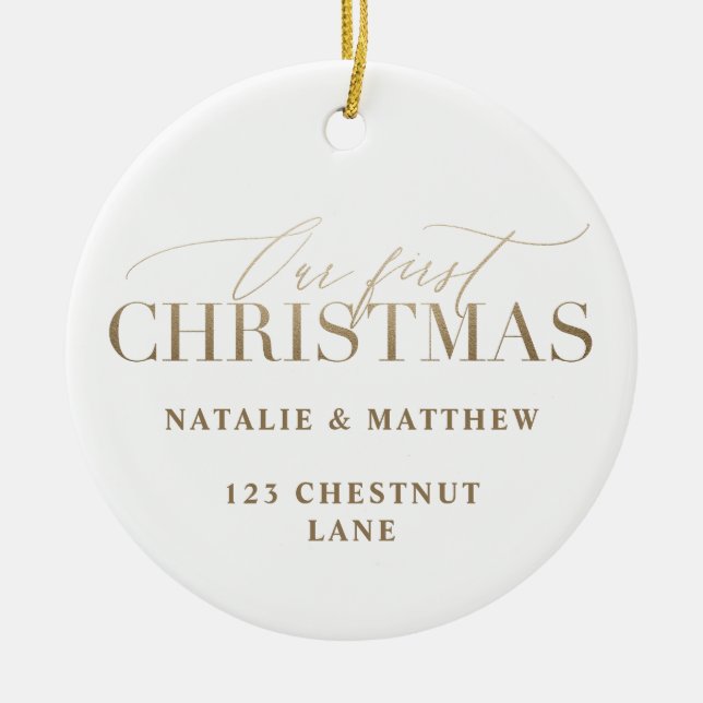 Ornamento De Cerâmica nossa primeira casa nova de natal (Frente)