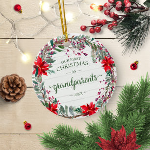 Ornamento De Cerâmica Nossa Primeira Coroa de Natal Avós 2020