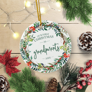Ornamento De Cerâmica Nossa Primeira Coroa de Natal Avós 2020