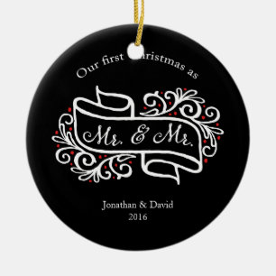 Ornamento De Cerâmica Nossa primeira do Natal foto alegre do Natal junto