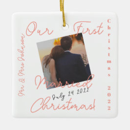 Ornamento De Cerâmica Nossa Primeira Foto da Praça de Natal Casada