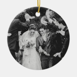 Ornamento De Cerâmica Nossa Primeira Foto De Casamento De Natal