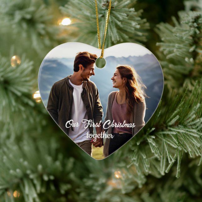 Ornamento De Cerâmica Nossa primeira foto de Natal 1 (Árvore)