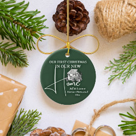 Ornamento De Cerâmica Nossa primeira foto de Natal do novo algodão domés