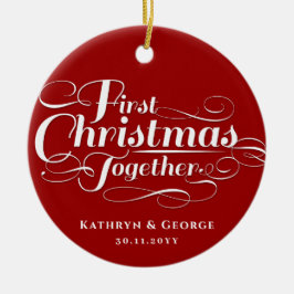 Ornamento De Cerâmica Nossa primeira foto de Natal junto com o roteiro b