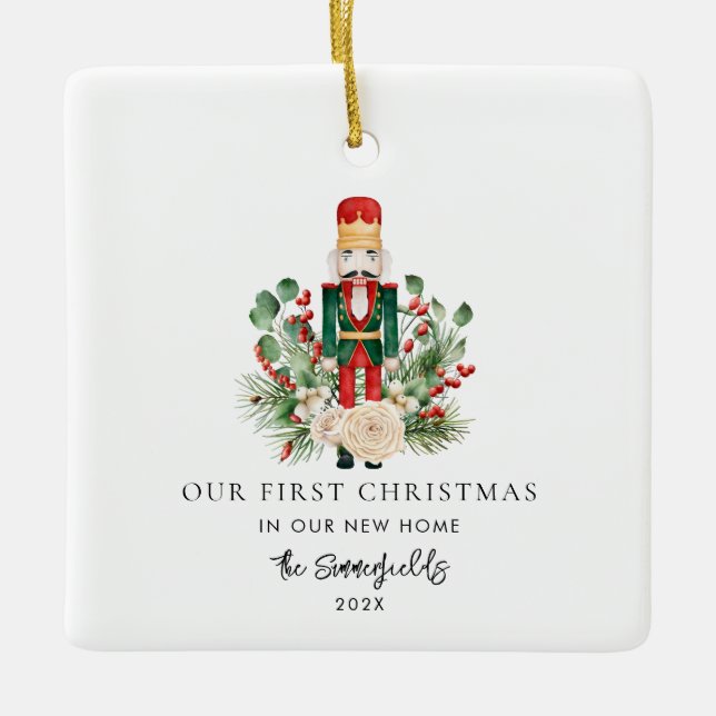 Ornamento De Cerâmica Nossa Primeira Foto De Natal Novo Quebra-Nozes Dom (Frente)