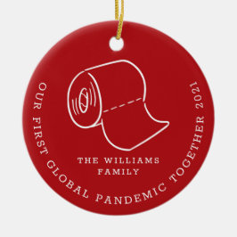 Ornamento De Cerâmica Nossa Primeira Foto de Natal Pandêmica Global