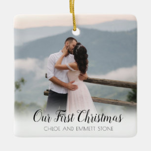 Ornamento De Cerâmica Nossa Primeira Foto de Natal Recém-Feita