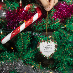 Ornamento De Cerâmica Nossa primeira foto de pinheiro de coroa de natal