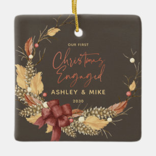 Ornamento De Cerâmica Nossa Primeira Foto Rústica De Cobre De Natal