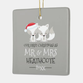 Ornamento De Cerâmica Nossa Primeira Fox Árctica de Natal Personalizada