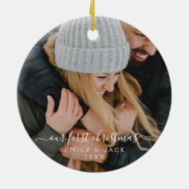 Ornamento De Cerâmica Nossa Primeira Mão De Natal Letrou Foto