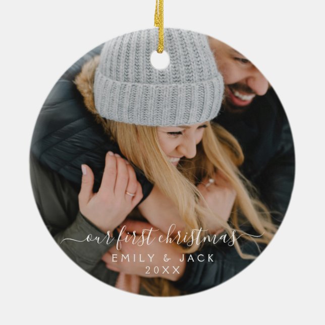 Ornamento De Cerâmica Nossa Primeira Mão De Natal Letrou Foto (Traseira)