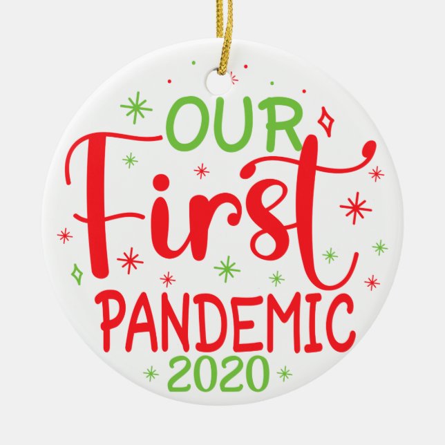 Ornamento De Cerâmica Nossa Primeira Pandemia 2020 (Frente)