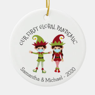 Ornamento De Cerâmica Nossa Primeira Pandemia Global 2020 Natal do Elfo