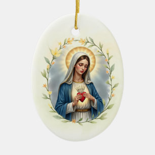 Ornamento De Cerâmica Nossa Senhora das Dores Paz e Bênçãos de Deus