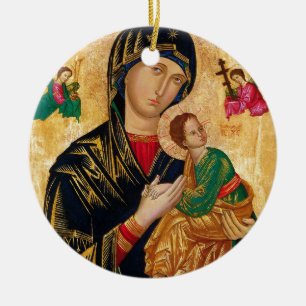 Ornamento De Cerâmica Nossa Senhora do Perpétuo Socorro Ícone Virgem Mar