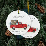 Ornamento De Cerâmica Nossas Primeiras Férias Domésticas de Natal<br><div class="desc">Nosso primeiro Natal no nosso novo ornamento cerâmico doméstico você pode personalizar facilmente</div>
