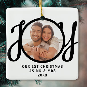 Ornamento De Cerâmica Nosso 1º Natal Como Sr & Sra Lembrança de Foto
