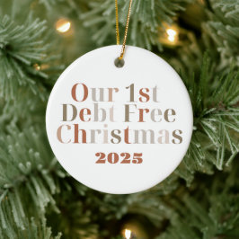 Ornamento De Cerâmica "Nosso 1º Natal Sem Dívidas" Personalizável