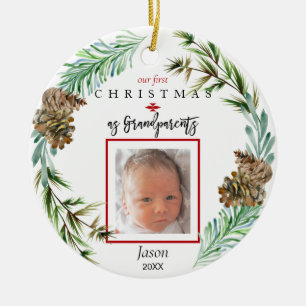 Ornamento De Cerâmica Nosso Natal De 1rua Como Avós Foto Do Nome Da Cri