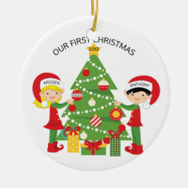 Ornamento De Cerâmica Nosso Natal personalizado primeiro Natal
