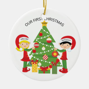 Ornamento De Cerâmica Nosso Natal personalizado primeiro Natal