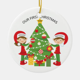 Ornamento De Cerâmica Nosso Natal personalizado primeiro Natal