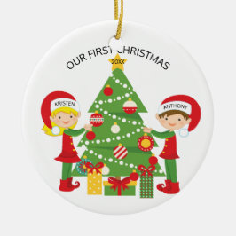 Ornamento De Cerâmica Nosso Natal personalizado primeiro Natal