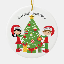 Ornamento De Cerâmica Nosso Natal personalizado primeiro Natal
