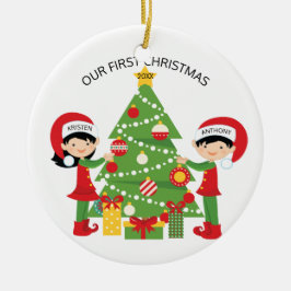 Ornamento De Cerâmica Nosso Natal personalizado primeiro Natal