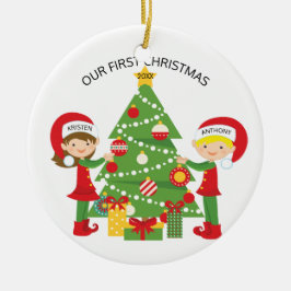 Ornamento De Cerâmica Nosso Natal personalizado primeiro Natal