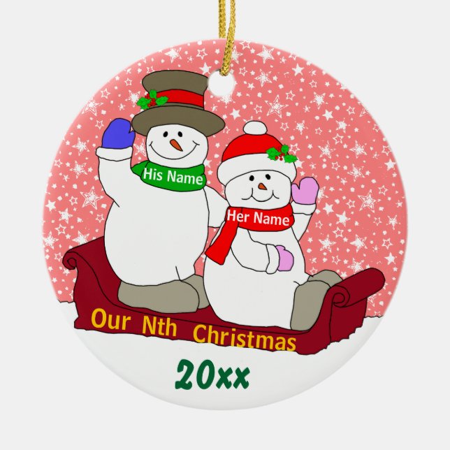 Ornamento De Cerâmica Nosso Nth Natal (Frente)