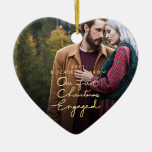 Ornamento De Cerâmica Nosso ø Natal contratou o coração Dourado da fo