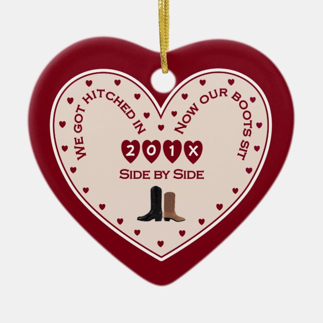 Ornamento De Cerâmica Nosso País Casado de Natal de 1rua Oeste (Frente)